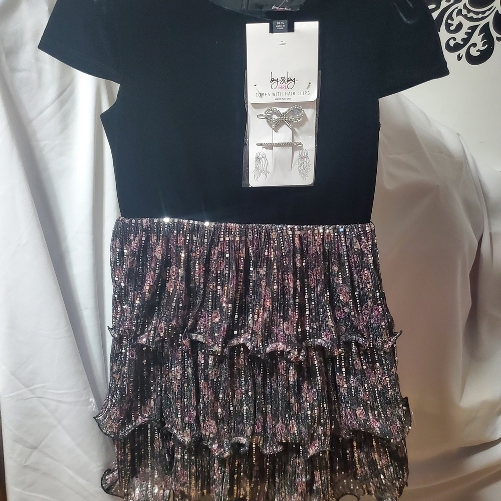 by & by Black and Pink Kids Formal Dress